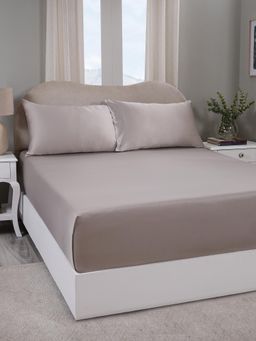 Maspar - Grey Vintage Noemi Solid King Bedsheet with 2 Pillow Covers