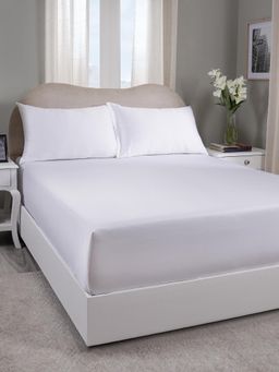 Maspar - White Vintage Noemi Solid King Bedsheet with 2 Pillow Covers