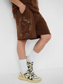 The Souled Store - Originals Vintage Wash Chestnut Men Bermuda Shorts -Brown