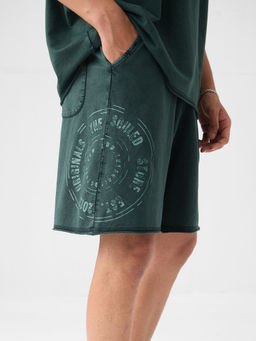 The Souled Store - Originals Vintage Wash Emerald Men Shorts-Green