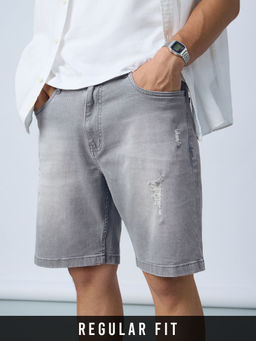 The Souled Store - Originals Denim Shorts Gunmetal Men Denim Shorts -Grey