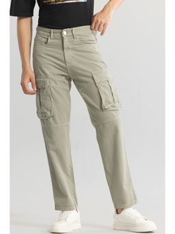Snitch - Olive Plain Relaxed Casual Cargo Jeans for Men