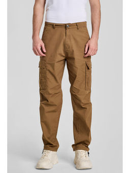 Snitch - Khaki Relaxed Casual Cargo Pants for Men