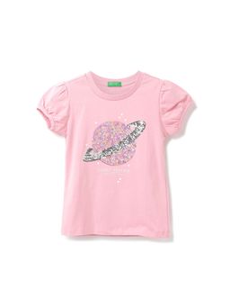 United Colors of Benetton - Girls Pink Embellished Round Neck Top