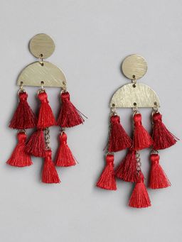 Blueberry - Red Tassel Detailing Drop Earring