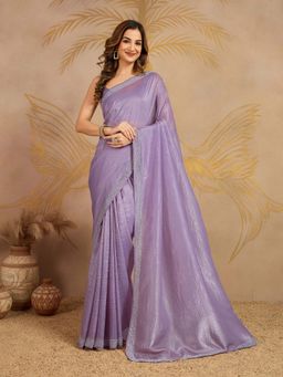 Trendmalls - Women's Purple Rangoli Silk Heavy Embroidered Saree with Unstitched Blouse