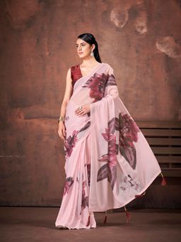Tikhi Imli - Ready To Wear Pink Celebrity Digital Printed Saree with Unstitched Blouse