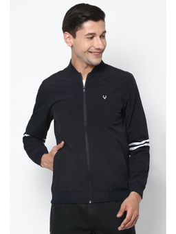 Allen Solly - Men Navy Blue Striped Full Sleeves Casual Jacket