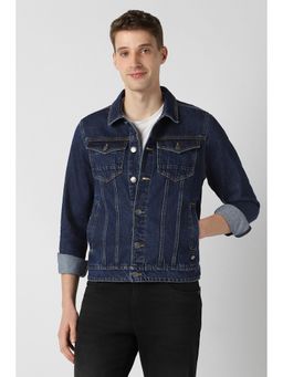 Peter England - Men Navy Blue Solid Casual Jacket