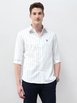 U.S. POLO ASSN. - White Men's Tailored Fit Satin Shirt