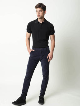 Rare Rabbit - Croc Navy Blue Casual Trouser