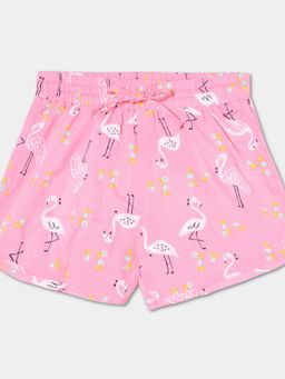 R&B - Girls Pink Rayon Animal Print Shorts