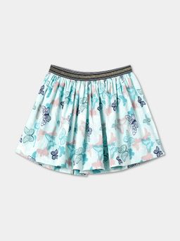 R&B - Girls Polyester Animal Print Aqua Skirt