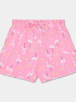 R&B - Girls Pink Rayon Animal Print Shorts