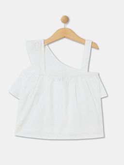 R&B - Girls Cotton Embroidered White Top