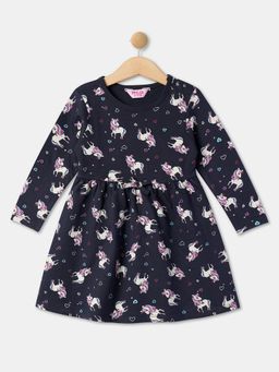 R&B - Girls Cotton Blue Printed Mini Dress