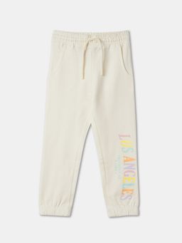 R&B - Girls Ivory Cotton Graphic Trackpant