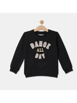R&B - Girls Charcoal Cotton Blend Graphic Sweatshirt