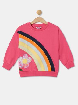 R&B - Girls Pink Cotton Blend Embroidered Sweatshirt