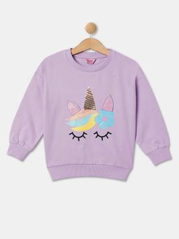 R&B - Girls Lavender Cotton Blend Graphic Sweatshirt