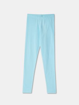 R&B - Aqua Solid Fitted Girls Leggings