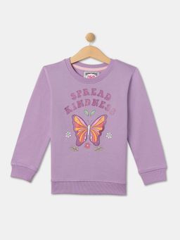R&B - Girls Cotton Lavender Blend Graphic Sweatshirt