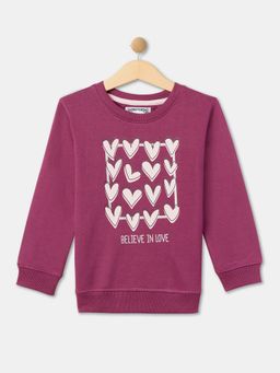 R&B - Girls Cotton Blend Graphic Wine Sweatshirt