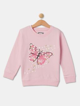 R&B - Girls Pink Cotton Blend Graphic Sweatshirt