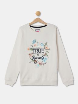 R&B - Girls Ivory Cotton Blend Graphic Sweatshirt