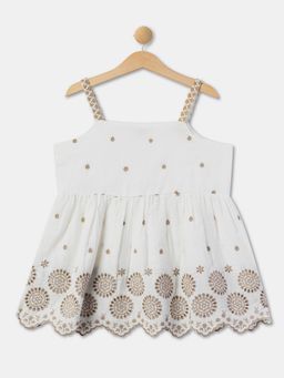 R&B - Girls White Cotton Embroidered Top