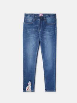 R&B - Animal Print Blue Slim Girls Jeans