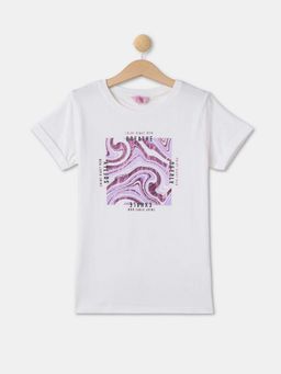 R&B - Girls Cotton Graphic Ivory T-Shirt