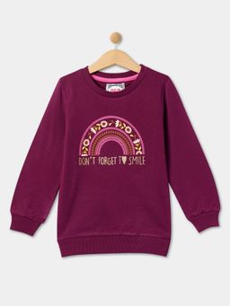 R&B - Girls Wine Cotton Blend Graphic Sweatshirt