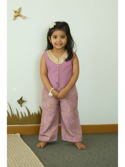 devils n angels - Girls Purple Embroidered Blended Top with Palazzo