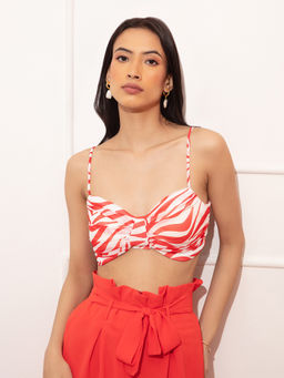 RSVP by Nykaa Fashion - Orange White Animal Print Bralette Top