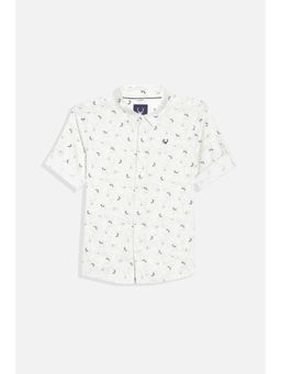 Allen Solly - Boys White Slim Fit Print Casual Shirt