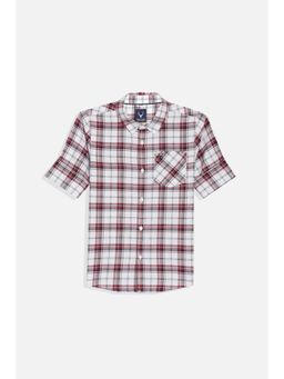 Allen Solly - Boys Maroon Slim Fit Check Casual Shirt