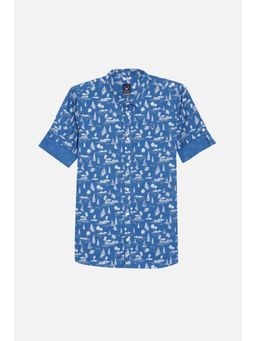 Allen Solly - Boys Blue Slim Fit Print Casual Shirt