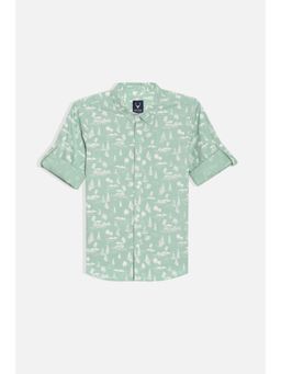 Allen Solly - Boys Green Slim Fit Print Casual Shirt