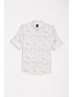 Allen Solly - Boys White Slim Fit Print Casual Shirt
