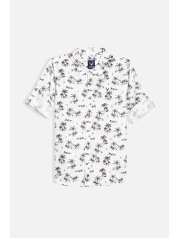 Allen Solly - Boys White Slim Fit Print Casual Shirt