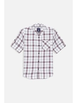 Allen Solly - Boys White Slim Fit Check Casual Shirt