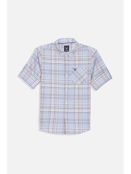 Allen Solly - Boys Light Blue Slim Fit Check Casual Shirt