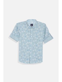 Allen Solly - Boys Light Blue Slim Fit Print Casual Shirt
