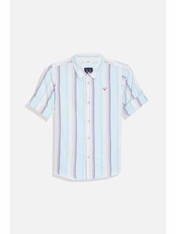 Allen Solly - Boys Light Blue Slim Fit Stripes Casual Shirt