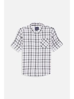Allen Solly - Boys White Slim Fit Check Casual Shirt