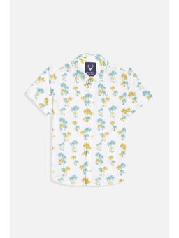 Allen Solly - Boys White Regular Fit Print Casual Shirt
