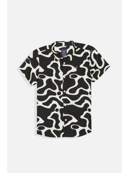 Allen Solly - Boys Black Regular Fit Abstract Casual Shirt