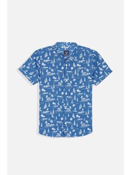 Allen Solly - Boys Blue Regular Fit Print Casual Shirt