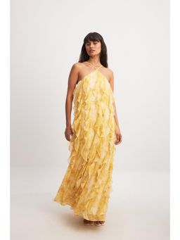 NA-KD - Structured Chiffon Ruffle Detail Maxi Dress-Print